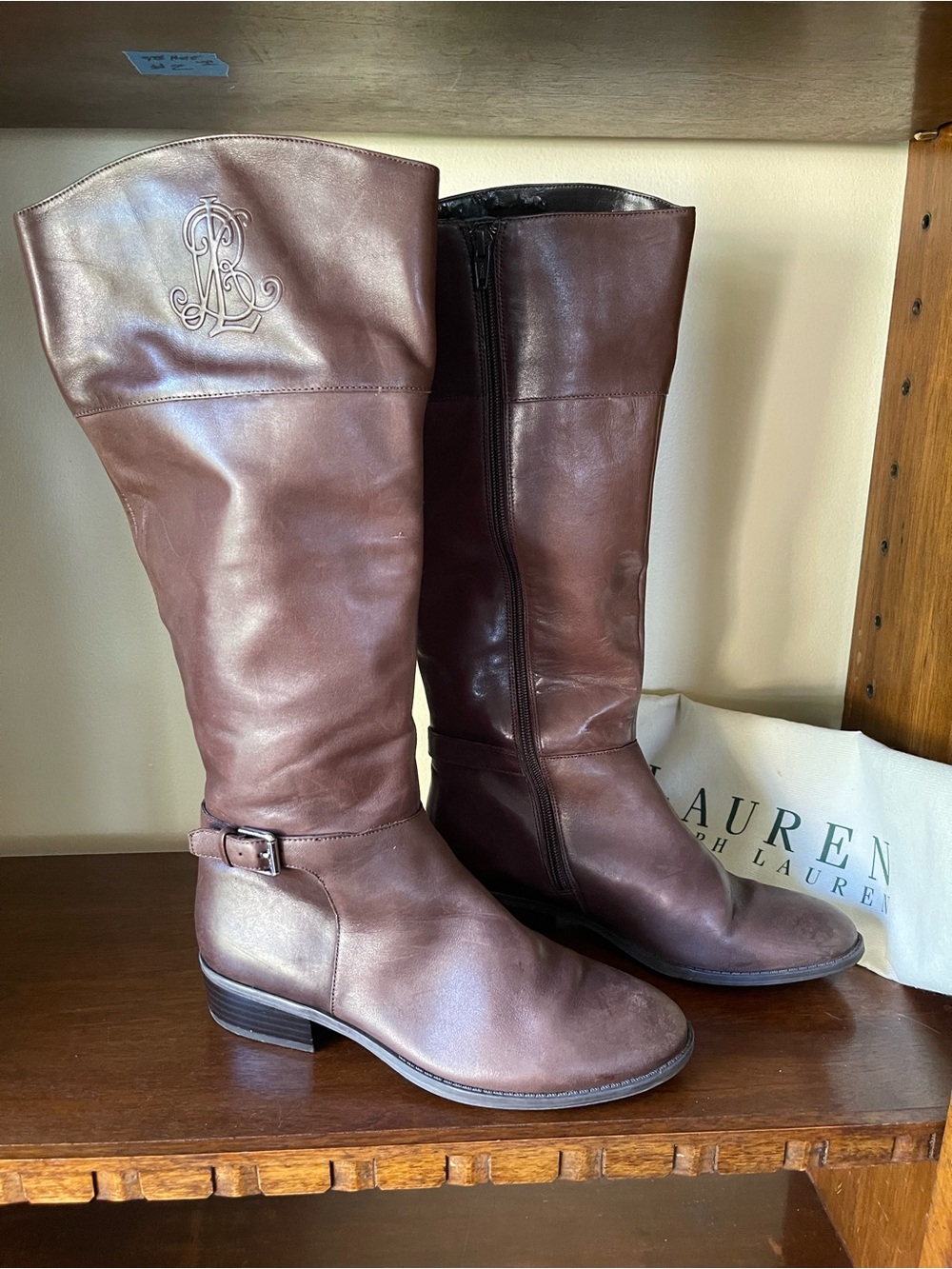 Lauren Ralph Lauren Madisen Tall Brown Leather Riding Boots Women’s 8B